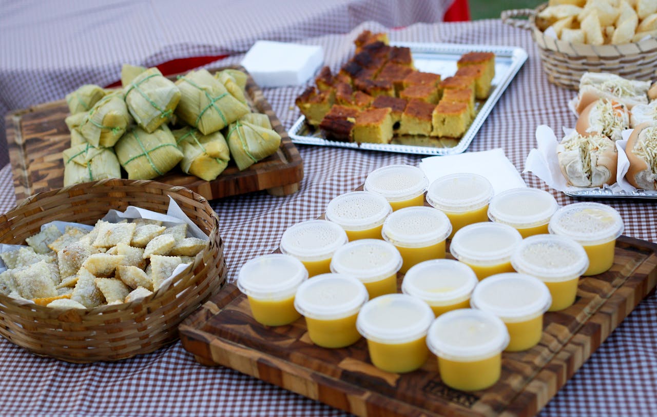 Snacks on Trays on Table